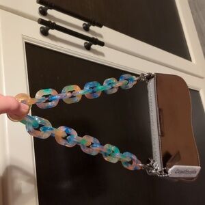 Coachtopia COACH Wavy Gunmetal Metallic Shoulder Bag Resin Multi Color Strap